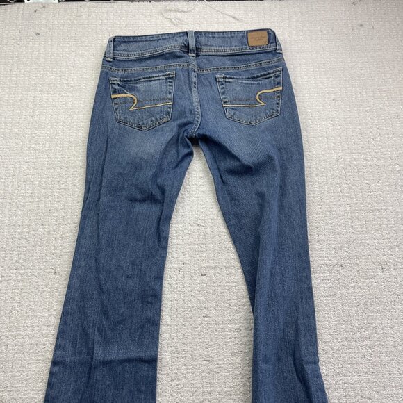 Y2K American Eagle Jeans Womens 2 Reg Original Boot Blue Distressed Denim Cowboy - Picture 9 of 11